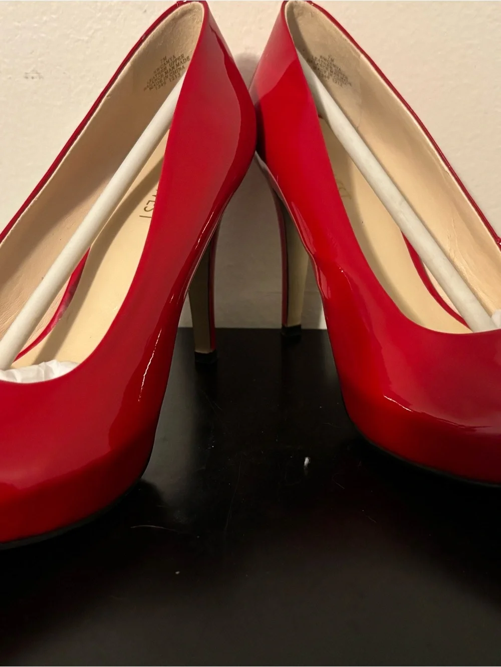 Nine West Red Patent Peep-Toe Heels Camus